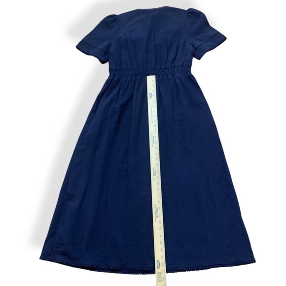 Boden Women’s Trim Double Cloth Dress Navy Blue Sz 10P Midi Romantic Cottagecore - Picture 9 of 16